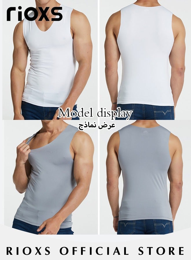 RIOXS Men's 3-Pack Basic Workout Tank Top Set Athletic Muscle Top Bodybuilding Quick Dry Sleeveless Vest  - Image 4