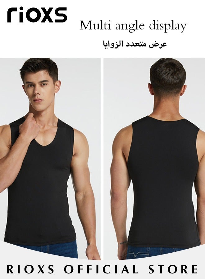 RIOXS Men's 3-Pack Basic Workout Tank Top Set Athletic Muscle Top Bodybuilding Quick Dry Sleeveless Vest  - Image 3