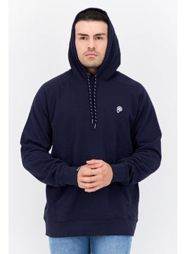Men Embroidered Long Sleeves Hooded Sweatshirt, Navy