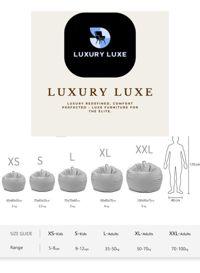 LUXURY LUXE Luxury Luxe Round Faux Leather Bean Bag Chair | Ultra-Comfort Polystyrene Beads, Lightweight & Durable Design | Trendy Solid Colors, Multiple Sizes (Beige, XX-Large)  - Image 2