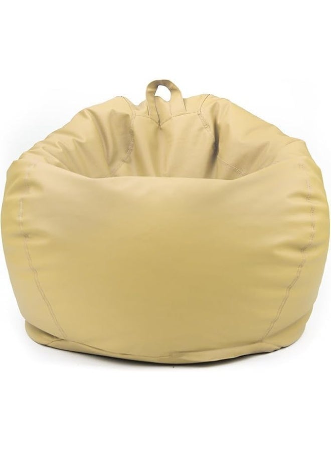 LUXURY LUXE Luxury Luxe Round Faux Leather Bean Bag Chair | Ultra-Comfort Polystyrene Beads, Lightweight & Durable Design | Trendy Solid Colors, Multiple Sizes (Beige, XX-Large)  - Image 1
