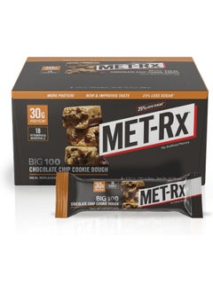 MET-Rx Big 100 Colossal Protein Bars, Chocolate Chip Cookie Dough, 100G, 9 Count  - Image 1