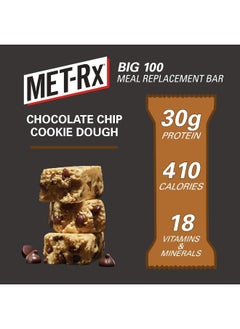 MET-Rx Big 100 Colossal Protein Bars, Chocolate Chip Cookie Dough, 100G, 9 Count  - Image 3