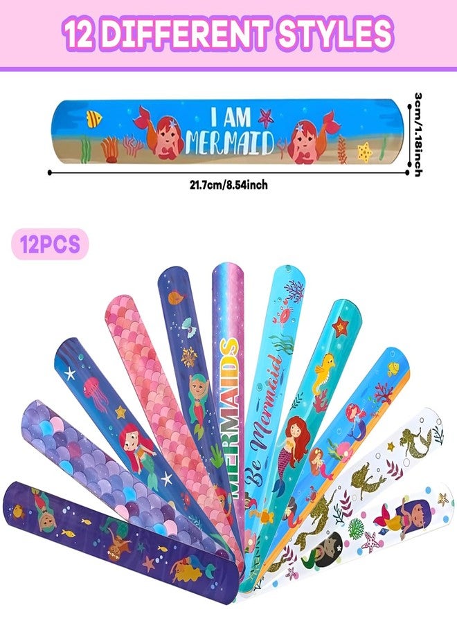 PATPAT® 12Pcs Rakhi for Kids Wrist Loop Wristbands Party Favor Cartoon Mermaid Themed PVC Slap Bands for Kids 8.6 inches Wrist Loop Slap Bracelets for Party, Festival, Event - Image 2