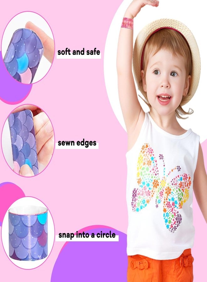 PATPAT® 12Pcs Rakhi for Kids Wrist Loop Wristbands Party Favor Cartoon Mermaid Themed PVC Slap Bands for Kids 8.6 inches Wrist Loop Slap Bracelets for Party, Festival, Event - Image 4