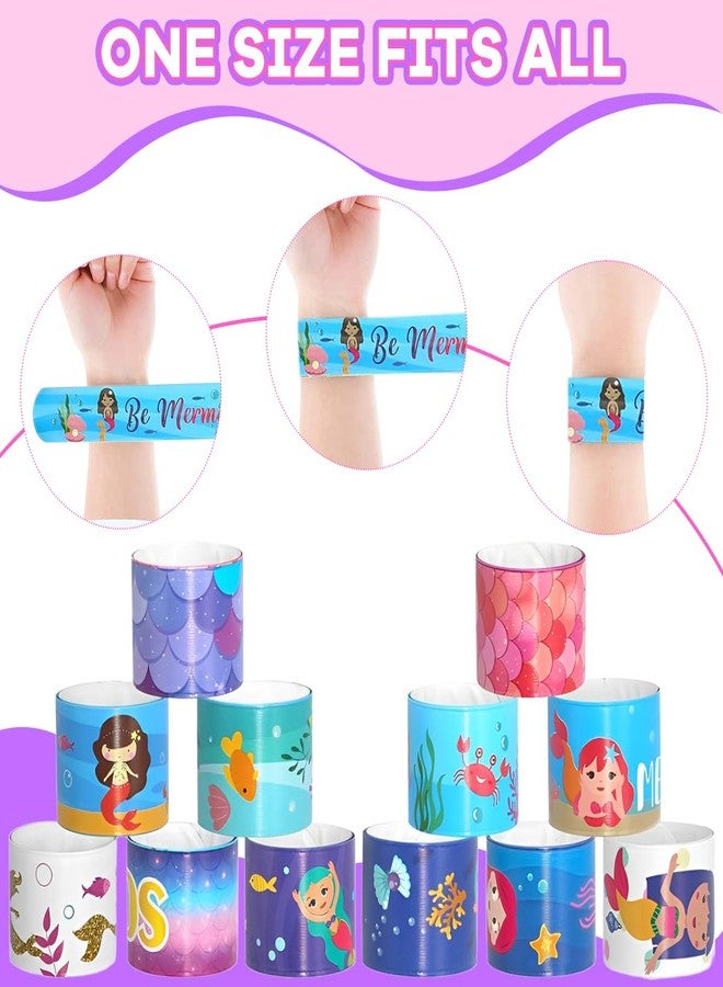 PATPAT® 12Pcs Rakhi for Kids Wrist Loop Wristbands Party Favor Cartoon Mermaid Themed PVC Slap Bands for Kids 8.6 inches Wrist Loop Slap Bracelets for Party, Festival, Event - Image 3