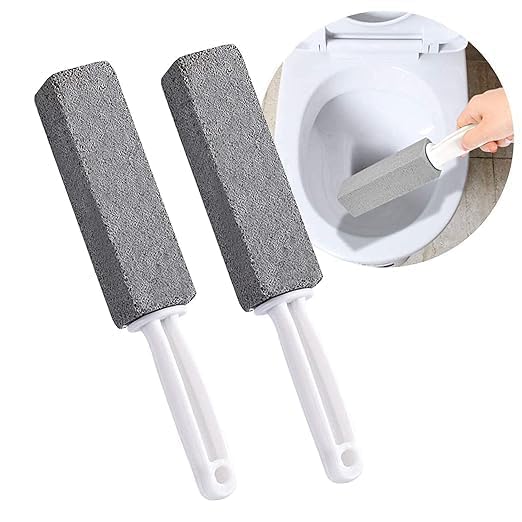 JD PRO JD PRO Toilet Cleaner Brush with Handle Pumice Stone for Cleaning Tiles Iron and Rust Cleaning Stain Remover Toilet Bowl Clean Brush with Handle Pumice Scouring Stick Cleaner Pack of 2 - Image 1