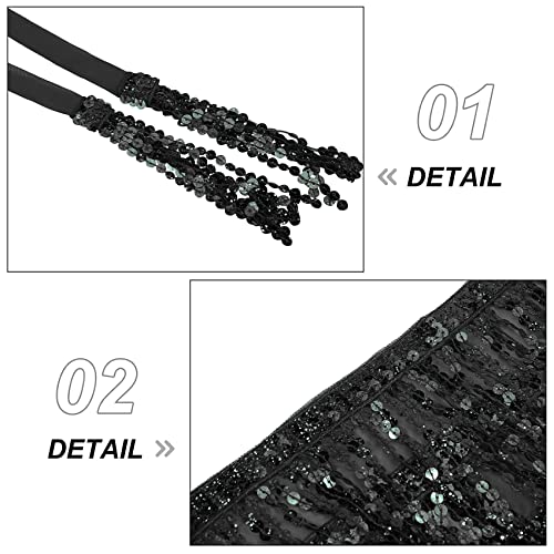 Durio Belly Dance Skirt with Tassel Fringe & Sequin - Rave & Festival Skirt for Women - Black, One Size - Image 5