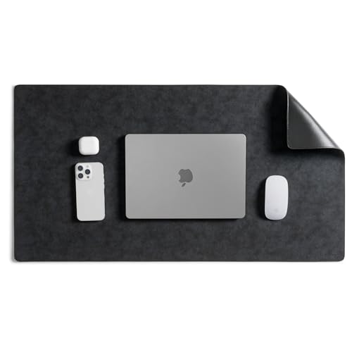 DailyObjects Reversible Desk Matte Sand Premium Vegan Leather Desk Mat|Anti-Skid|Anti-Slip|85 * 45cm|Spread Turf Desk/Laptop Mat for Work from Home/Gaming- Extended Mouse pad and Keyboard Desk-Black - Image 1