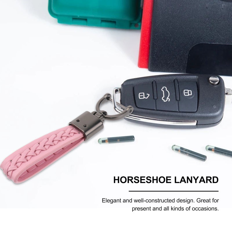2pcs Car Key Chain Horseshoe Lanyard Key Hanging Rope Chain - Image 4