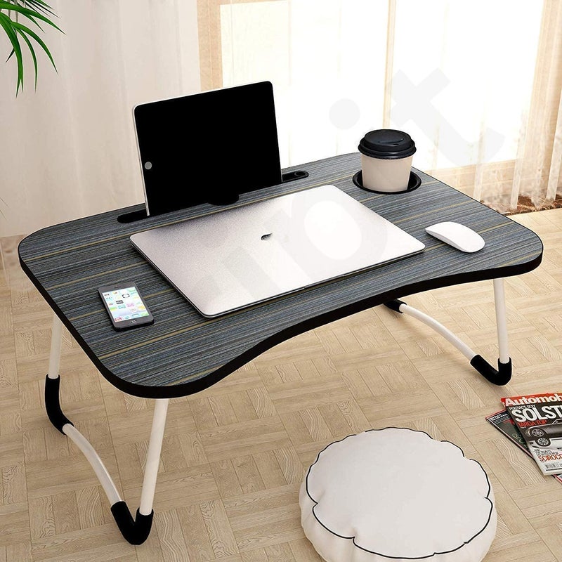 Claiks Multipurpose Laptop Table Gripit Foldable and Adjustable Laptop Desk for Bed Couch and Floor Portable Laptop Table Stand with Compact Design Black - Image 1