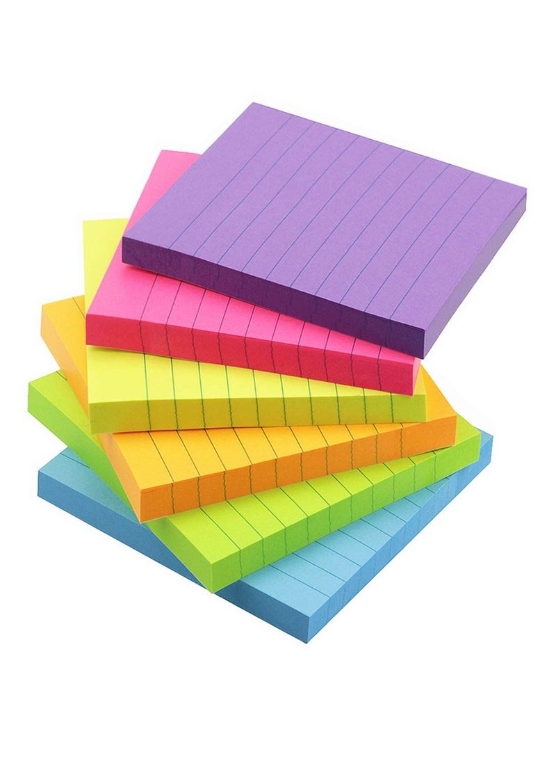 SYOSI Bright Color Lined Sticky Notes, Self Stick Notes with Lines, Bright Assorted Colors, Post Memos, Strong Adhesive 300 Sheets 6Pack  - Image 2