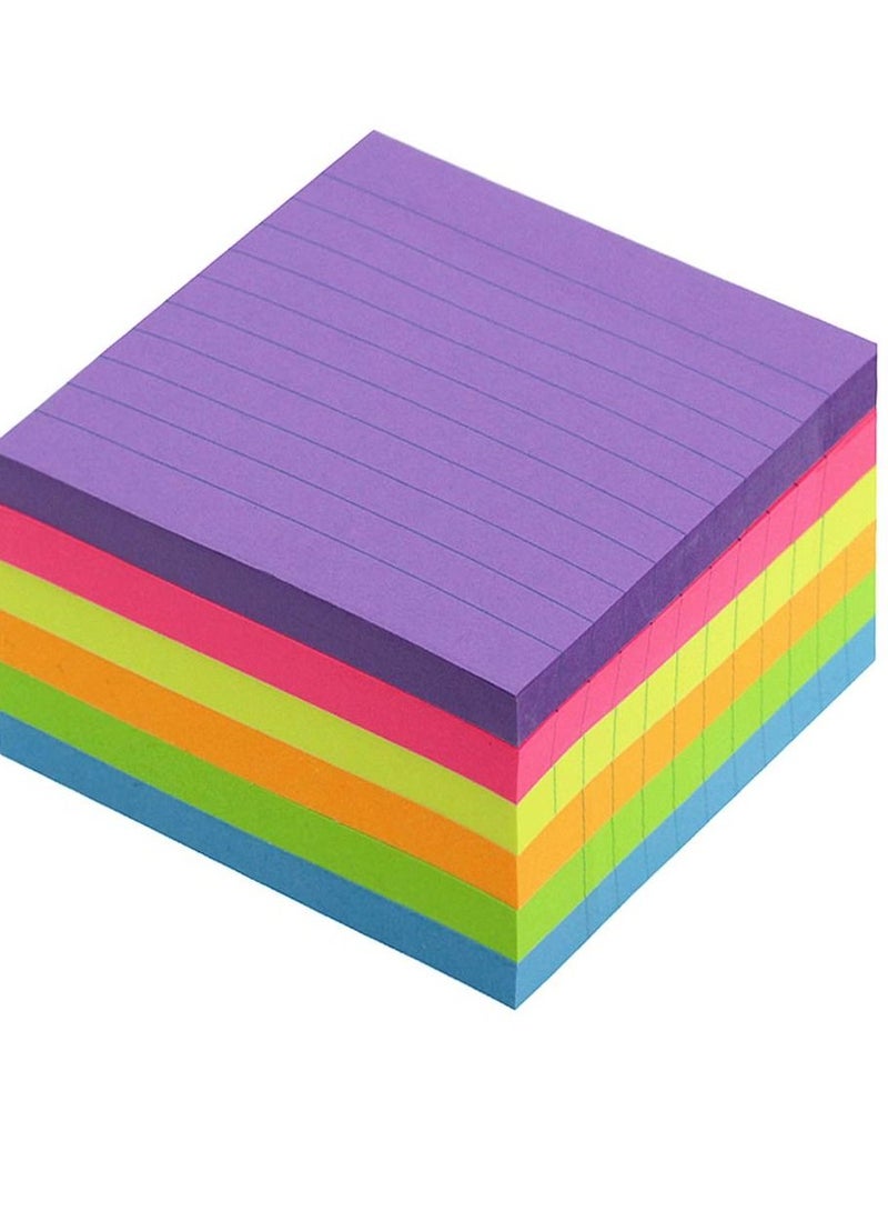 SYOSI Bright Color Lined Sticky Notes, Self Stick Notes with Lines, Bright Assorted Colors, Post Memos, Strong Adhesive 300 Sheets 6Pack  - Image 1