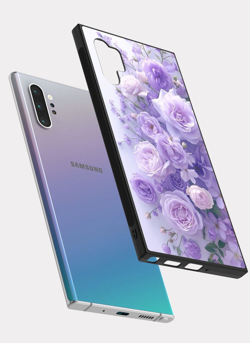 بكسلات كفر سامسونج جالكسي نوت 10 بلس ورود بنفسجي ابيض - Image 2