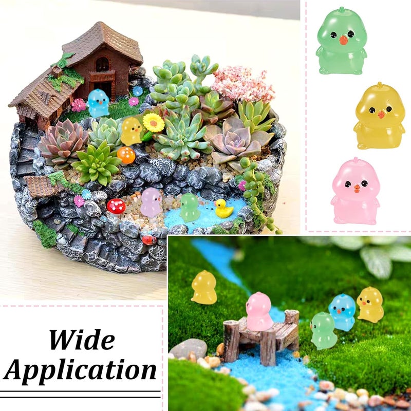 BB Beadthoven Beadthoven 24pcs Luminous Mini Resin Chick Glow in The Dark Chick Animals Dollhouse Figurine Assorted Colorful Cute Cabochons Small Glowing Figure DIY Charms Garden Craft Landscape Ornaments - Image 2