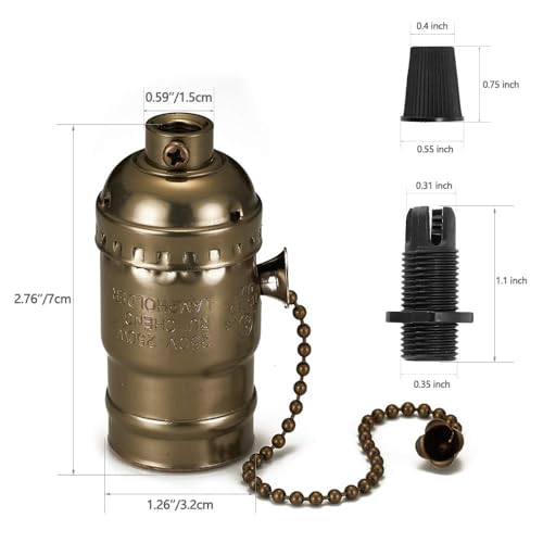 Onite 2-Pack E26 Lamp Socket Replacement with Pull Chain Switch, UL Listed Pull Chain Light Socket, Lamp Parts for Table & Floor Lamps​ - Image 2