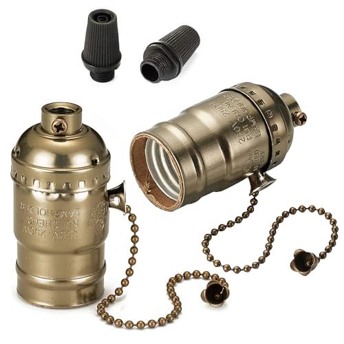 Onite 2-Pack E26 Lamp Socket Replacement with Pull Chain Switch, UL Listed Pull Chain Light Socket, Lamp Parts for Table & Floor Lamps​ - Image 1
