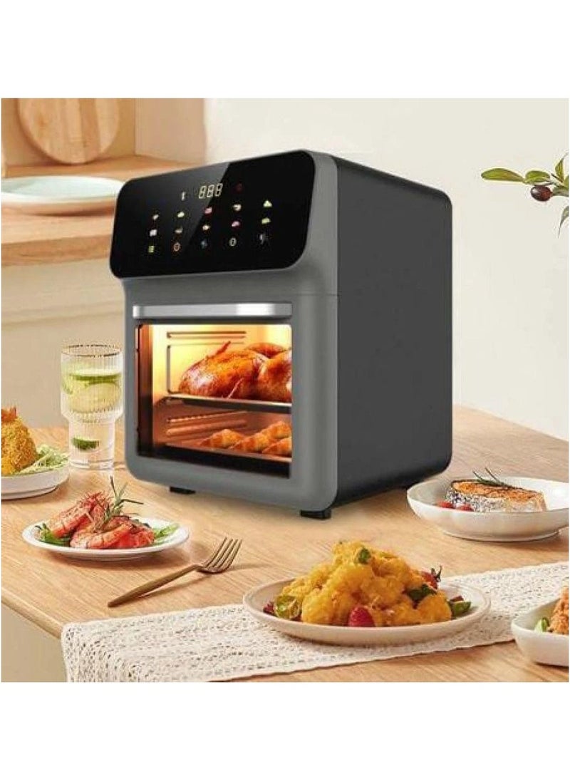 Denx Healthy Air Fryer Without Oil For Fry/Grill/Bake/Roast Capacity 12 Liters Power 1350 Watts - Black Color - Image 2