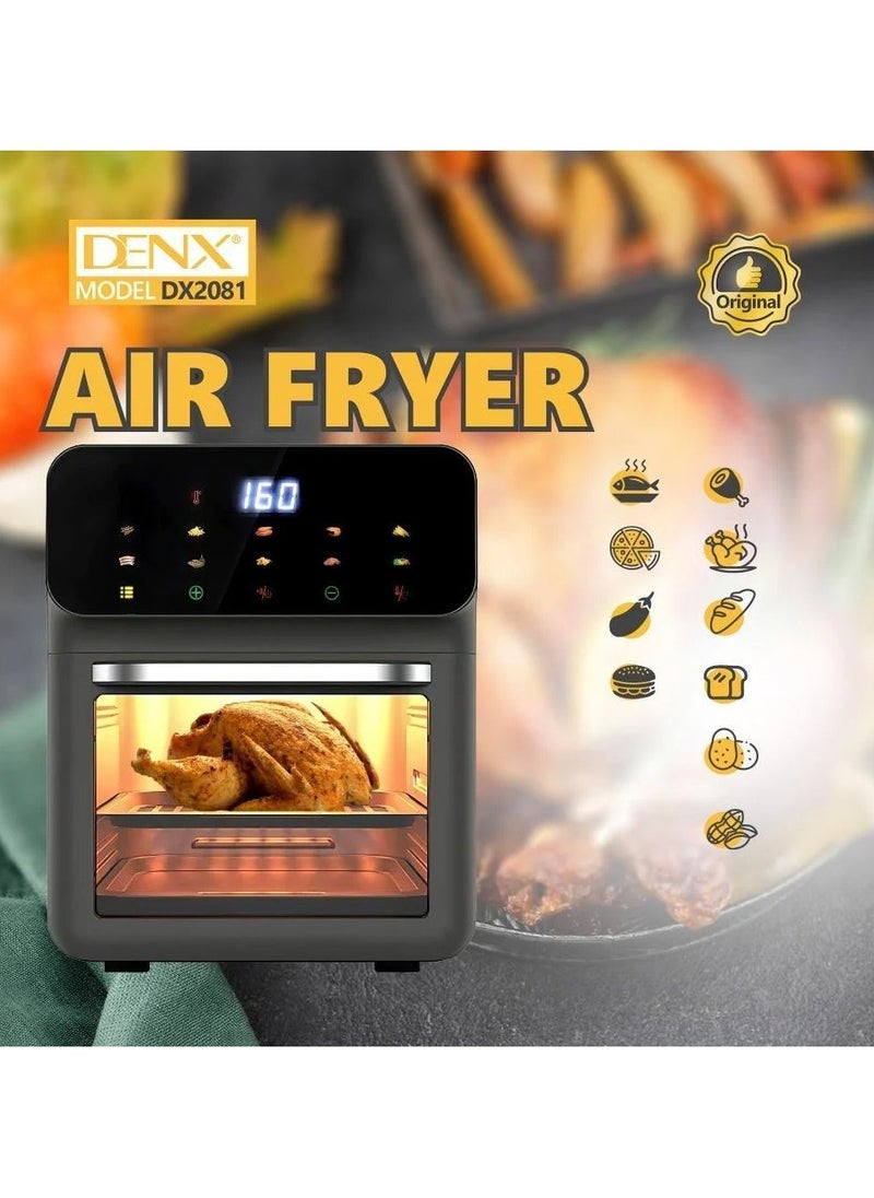 Denx Healthy Air Fryer Without Oil For Fry/Grill/Bake/Roast Capacity 12 Liters Power 1350 Watts - Black Color - Image 4