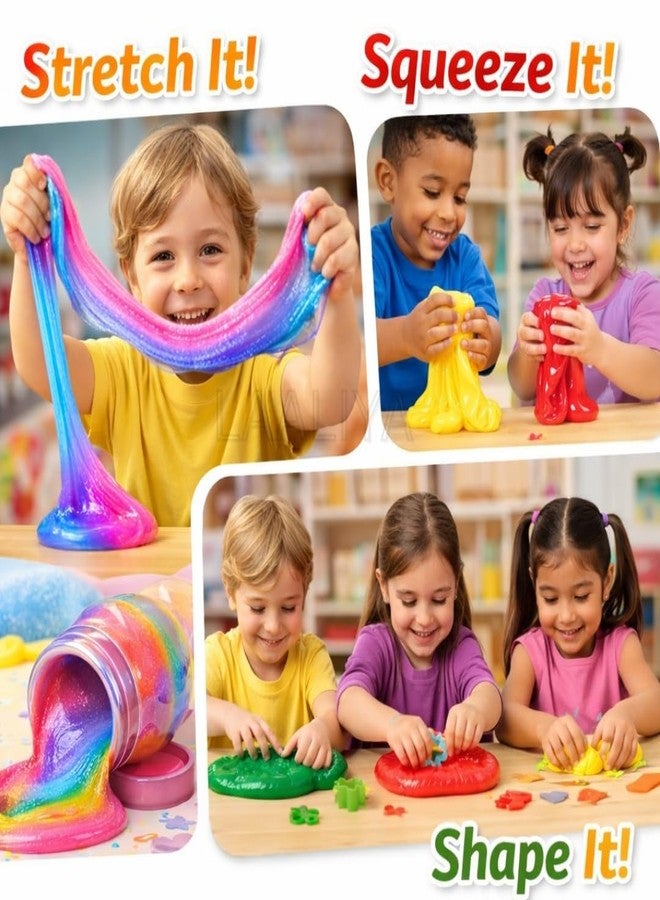LAALIYA Galaxy Slime for Kids DIY - Fruit Scented Metallic Magic Toy Slimy Gel Jelly Putty Art Kit | Non-Toxic Stress Relief Toys, Birthday Gift Box for Boys & Girls 3 to 10 Years (Multicolor Pack of 6) - Image 5