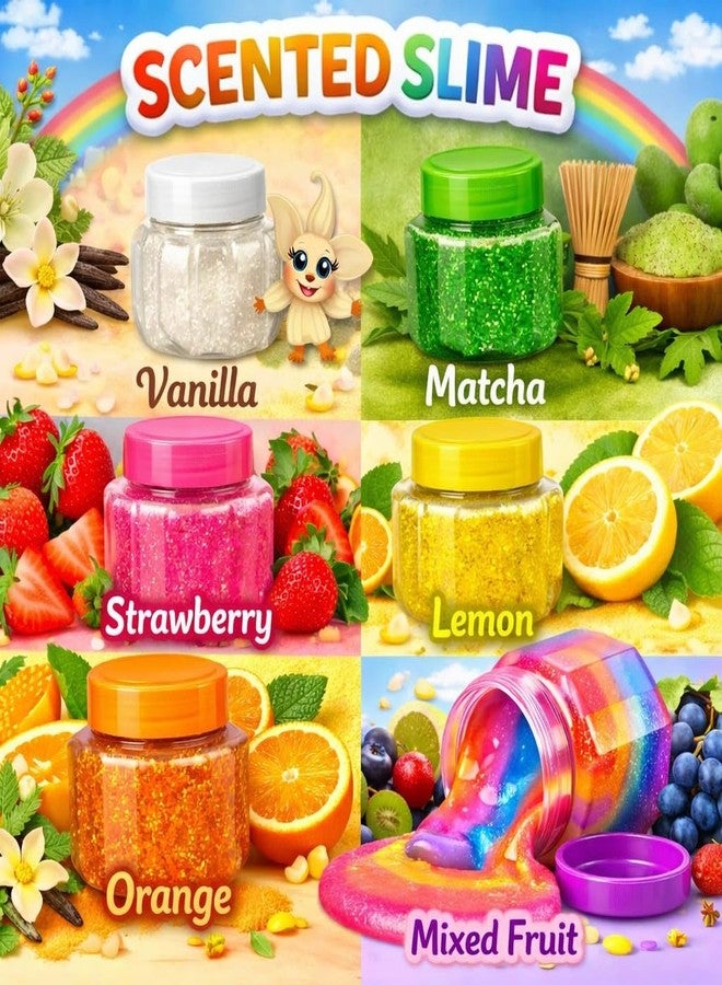 LAALIYA Galaxy Slime for Kids DIY - Fruit Scented Metallic Magic Toy Slimy Gel Jelly Putty Art Kit | Non-Toxic Stress Relief Toys, Birthday Gift Box for Boys & Girls 3 to 10 Years (Multicolor Pack of 6) - Image 3