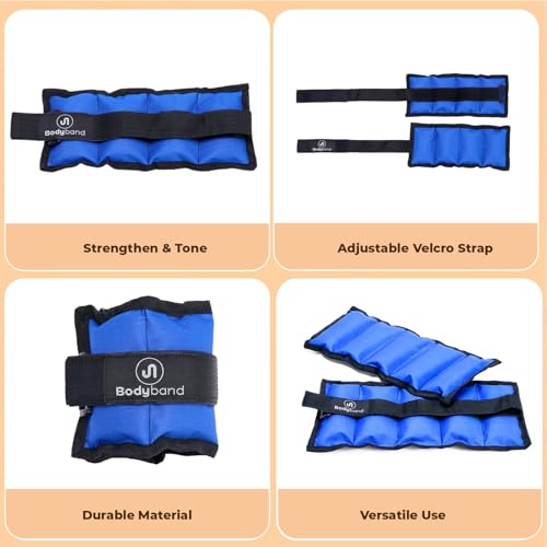 Bodyband أوزان الكاحل من بوديباند 0.5 كجم زوج، أوزان معصم، حزام لأوزان الكاحل في صالة الألعاب الرياضية، أوزان للكاحل للساقين للرجال والنساء لتدريب الساقين، أوزان مقاومة للجنسين لصالة الألعاب الرياضية 1/2 كجم × 1 زوج - Image 2