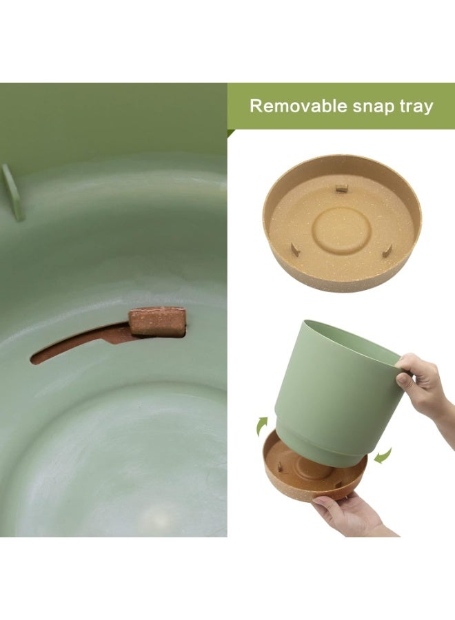 NANAO وعاء نباتي 10 بوصة، عبوة 2 من الأواني للنباتات الداخلية مع فتحات تصريف وصحن، أواني زهور خارجية لتزيين المنزل والحديقة الحديثة - Image 3