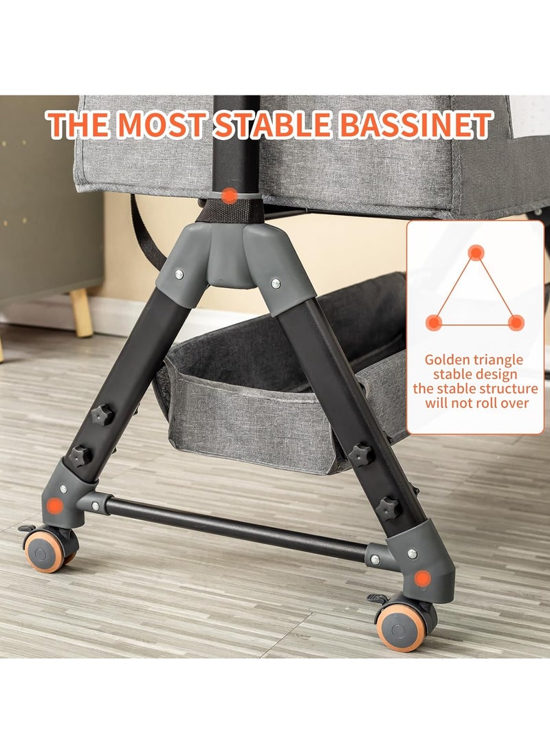 Generic Bassinet 4-in-1 Folding Bassinet for Babies with Storage Basket Bedside, Adjustable 5-Level Height Baby Bed to Babies Cradle for Infant  - Image 2