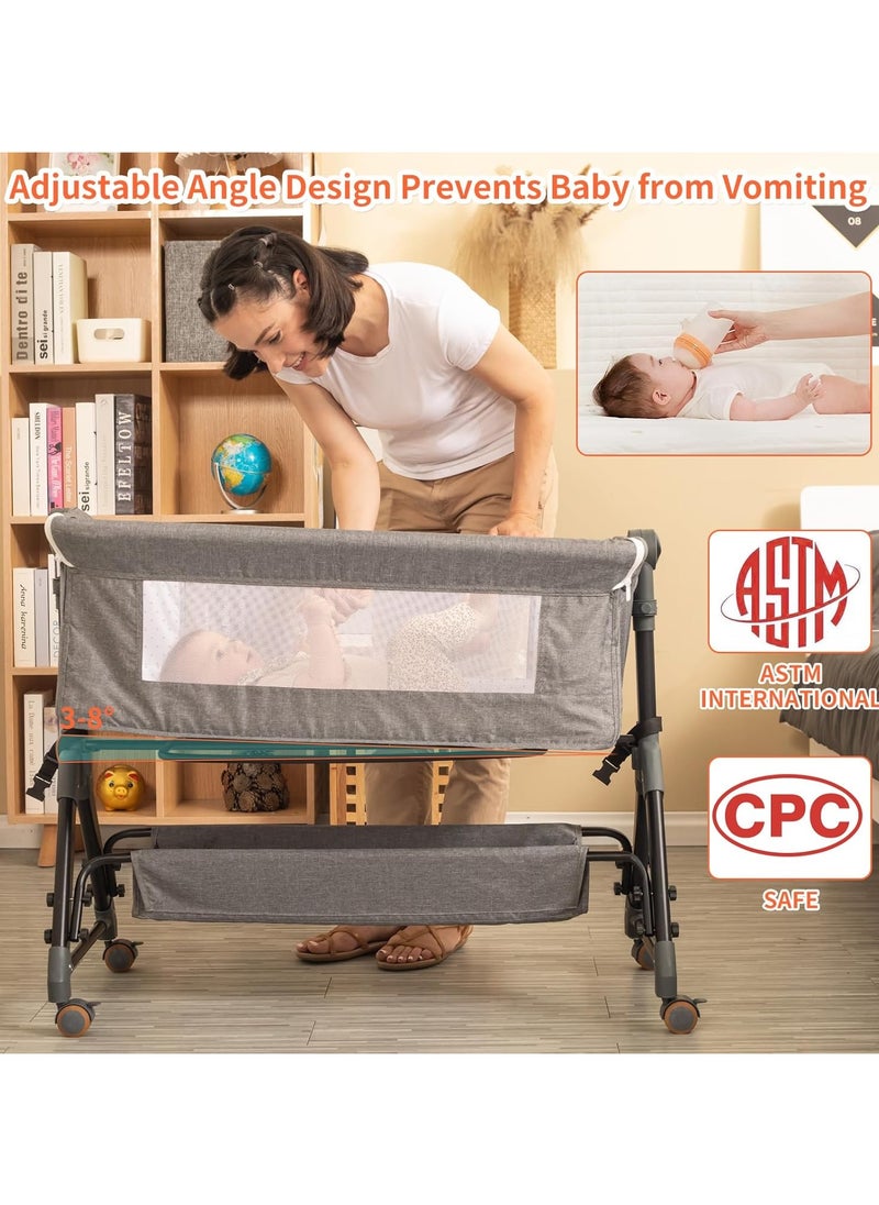Generic Bassinet 4-in-1 Folding Bassinet for Babies with Storage Basket Bedside, Adjustable 5-Level Height Baby Bed to Babies Cradle for Infant  - Image 4