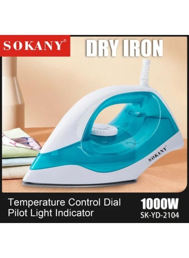 Sokany SK-2104 Dry Clothes Iron, 1000W, Blue - Image 2