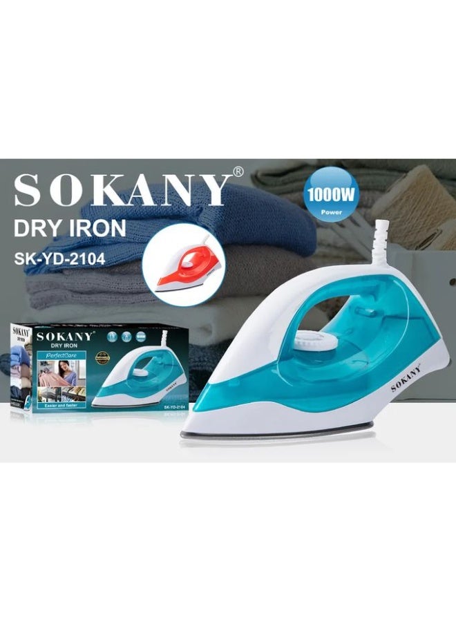 Sokany SK-2104 Dry Clothes Iron, 1000W, Blue - Image 1