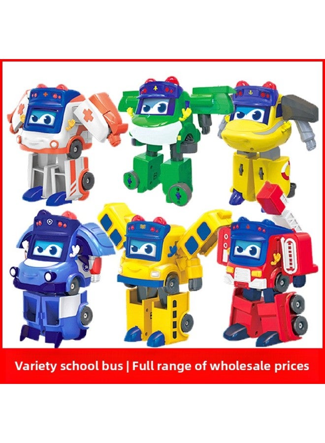 Baibian School Ba Goethe Toy Deformation Fire Sheriff Engineering Car Children Robot Set Six-in-One Boy-Color:Deformation Face-Fire Goethe-Large - Image 2