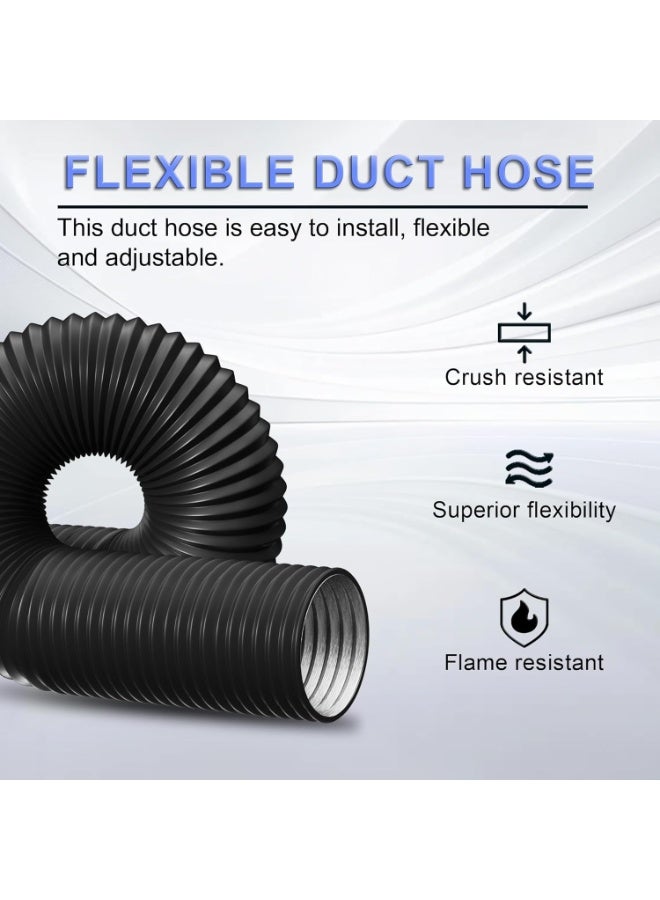 HYITCL 12 Inch Flexible Ducting Hose 8 Feet Black Aluminum Ducting -4 Layer Protection Dryer Vent Hose for HVAC Heating Cooling Ventilation and Exhaust, 2 Clamps Included - Image 4