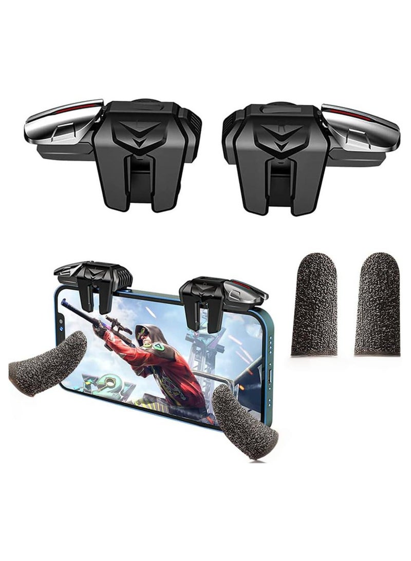 Mobile Game Controller Trigger, 6 Finger Game Trigger, Sensitive Shoot Target&Metal Buttons for PUBG/Fortnite/Call of Duty/Rules of Survival and many other games  - Image 1