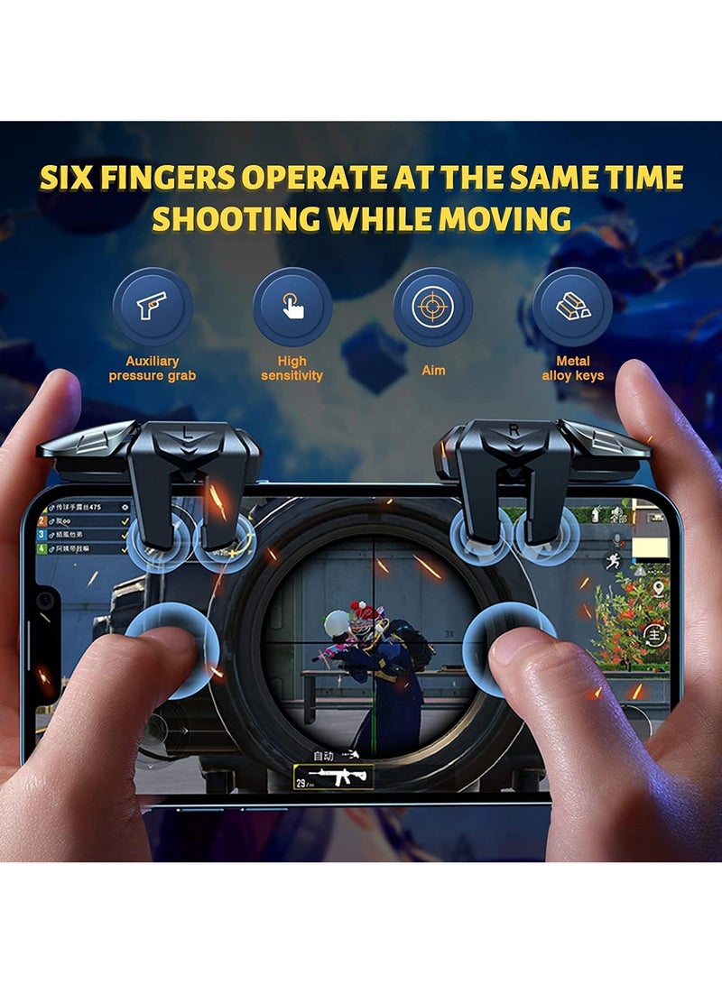 Mobile Game Controller Trigger, 6 Finger Game Trigger, Sensitive Shoot Target&Metal Buttons for PUBG/Fortnite/Call of Duty/Rules of Survival and many other games  - Image 2