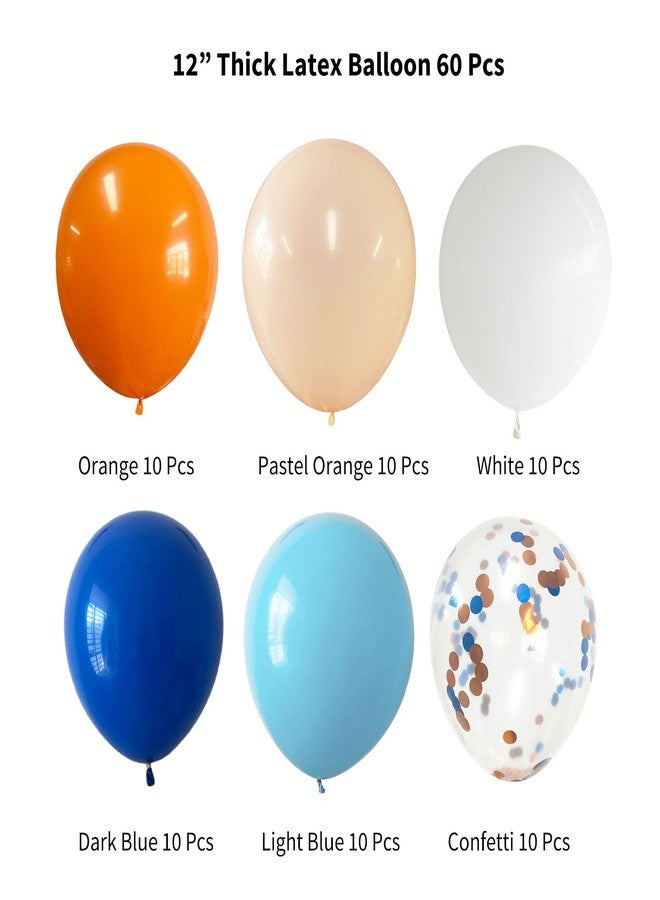 ANSOMO Blue and Orange Latex Balloons 12 Inch 60 Pcs Navy Dark Light Blue White Burnt Pastel Orange Confetti Wedding Party Decorations Birthday Bridal Baby Shower Décor Supplies Kids Boys Girls - Image 3