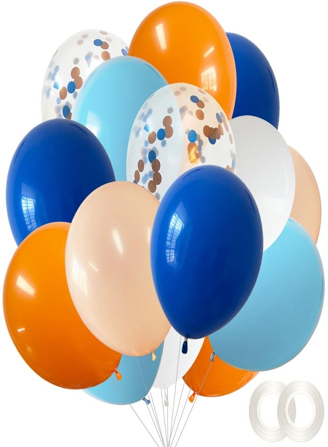 ANSOMO Blue and Orange Latex Balloons 12 Inch 60 Pcs Navy Dark Light Blue White Burnt Pastel Orange Confetti Wedding Party Decorations Birthday Bridal Baby Shower Décor Supplies Kids Boys Girls - Image 2