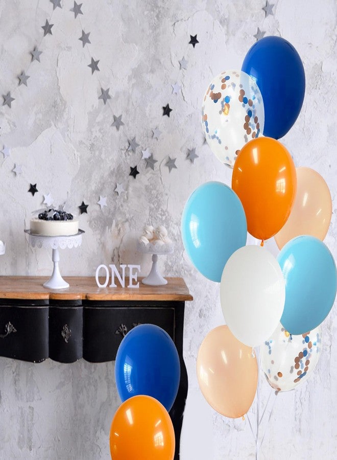 ANSOMO Blue and Orange Latex Balloons 12 Inch 60 Pcs Navy Dark Light Blue White Burnt Pastel Orange Confetti Wedding Party Decorations Birthday Bridal Baby Shower Décor Supplies Kids Boys Girls - Image 4