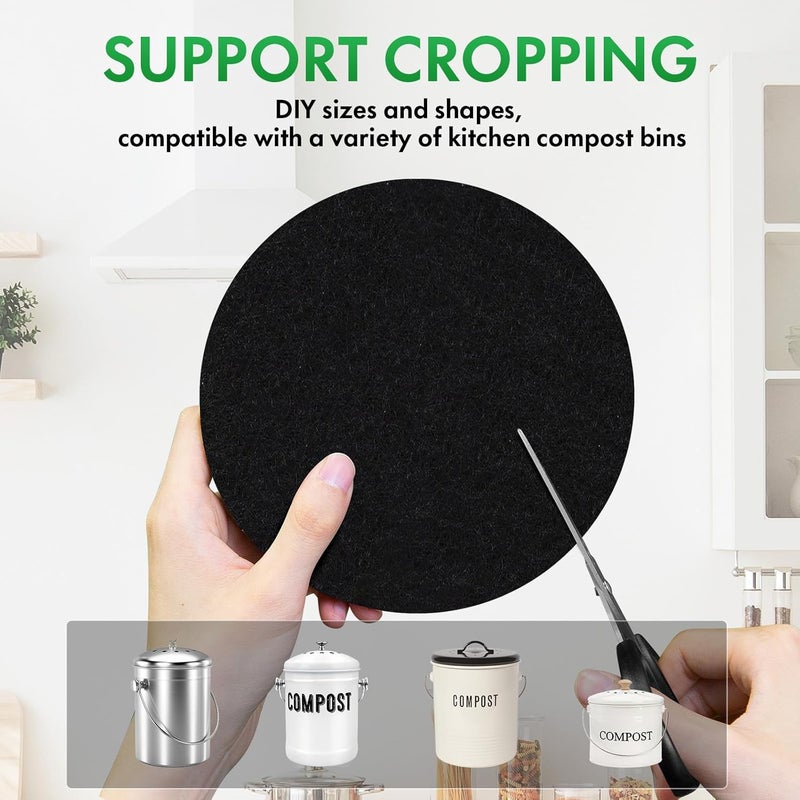 ENLOY 7.25 Inch Charcoal Filters for Kitchen Compost Bin, 12 Pack Compost Bin Charcoal Filters for Countertop Bin Pail Replacement, Longer Lasting Round Activated Charcoal Home Bucket Refill Sets - Image 3