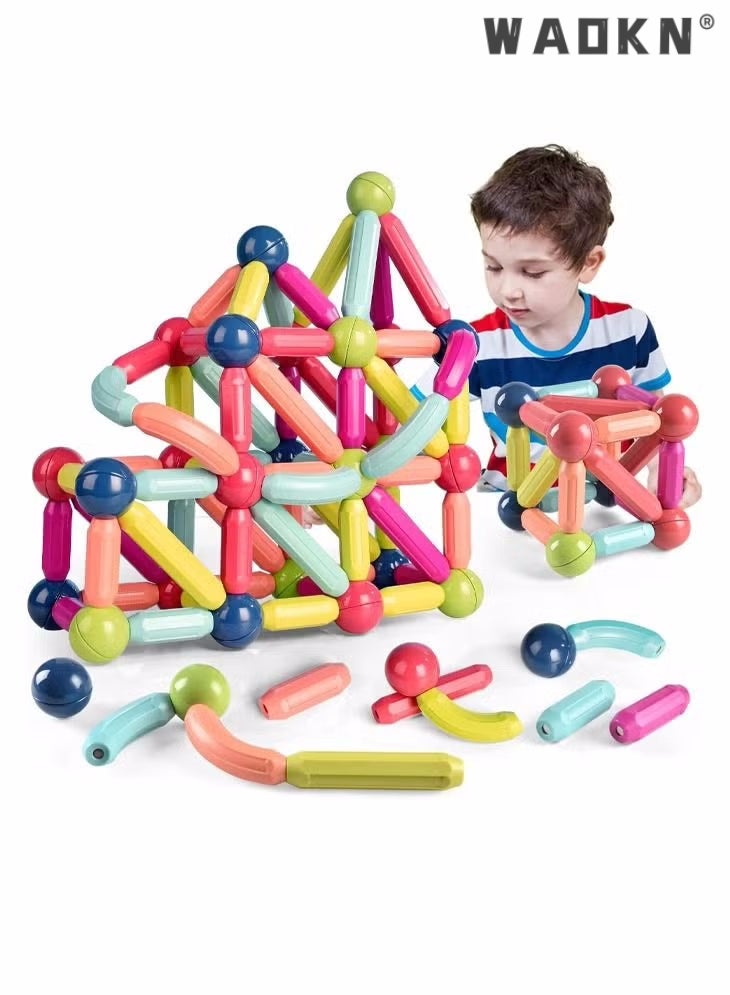 WAOKN 42PCS Magnetic Bar Children's Early Education Puzzle Toys With Varying Shapes Assembled With Large Particles Of Magnetic Blocks Toy Set Storage Box - Image 2