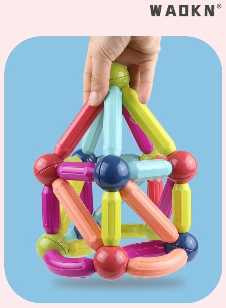 WAOKN 42PCS Magnetic Bar Children's Early Education Puzzle Toys With Varying Shapes Assembled With Large Particles Of Magnetic Blocks Toy Set Storage Box - Image 3