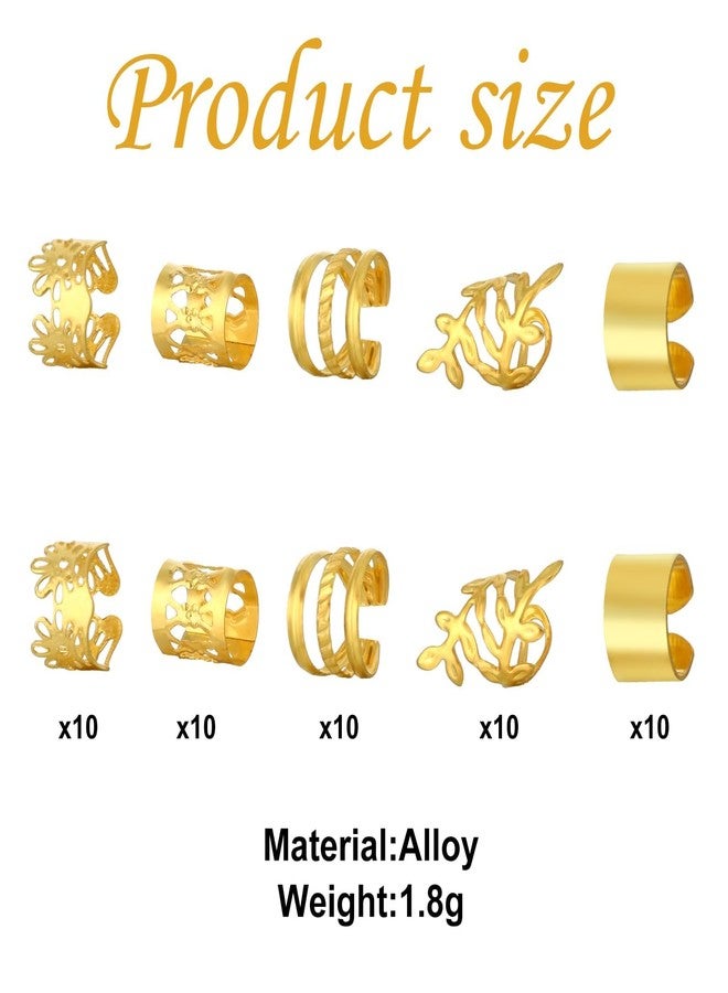 Pmeixcy 50 Pieces Gold Hair Jewelry for Braids, Loc Jewelry for Dreadlocks Jewelrys Accessories Metal Gold Rings Cuffs Clip Hair Braids Decorations for Women and Girls - Image 2