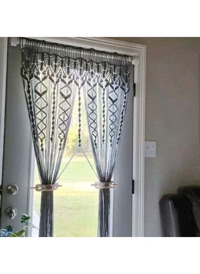 انتيكيانو اربطة ستائر مكرامية من قطعتين بلون كريمي بوهيمي لديكور المنزل Boho-chic  - Image 4