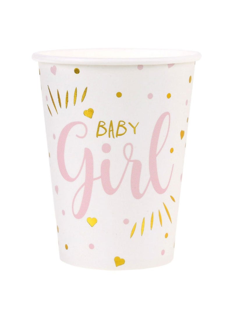أكواب ورقية للاستخدام مرة واحدة للبنات الصغار، وردية اللون، 9.5 سم، عبوة من 10 قطع