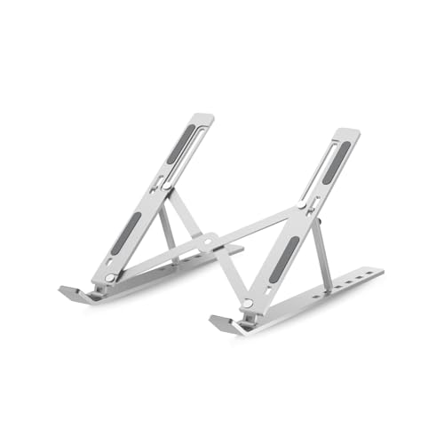 ELITEWAVE Laptop Stand | 7-Angle Height Adjustable Foldable Riser for MacBook | Universal (for All Laptops & Notebooks) Portable & Sturdy Holder (Silver) - Image 1