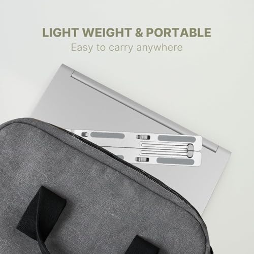 ELITEWAVE Laptop Stand | 7-Angle Height Adjustable Foldable Riser for MacBook | Universal (for All Laptops & Notebooks) Portable & Sturdy Holder (Silver) - Image 3