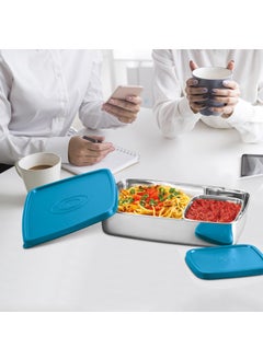 Milton MILTON Steel Pro Lunch Sr. Stainless Steel Container, set of 2 (1020ml, 195ml) Blue  - Image 5