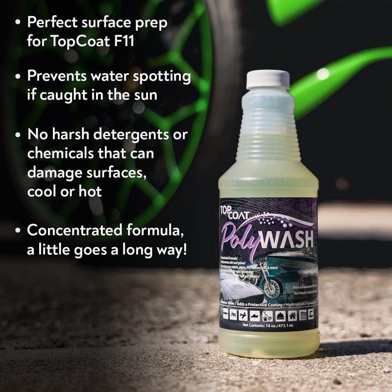 TopCoat PolyWash Concentrated, PH-Neutral Car Wash Soap, Leaves a Hydrophobic Barrier and Prevents Water Spots, Use as Foam Cannon Soap, 16 oz Car Soap Bottle - Image 5