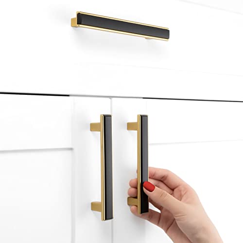 BEROSSA Black and Gold Cabinet Pulls Matte Black and Gold Kitchen Cabinet Handles, 5 Pack 3-3/4 Inch, 2281 Two Tone Hardware for Cabinets Drawers Bedroom Dresser Cupboard Bathroom Vanity - Image 5