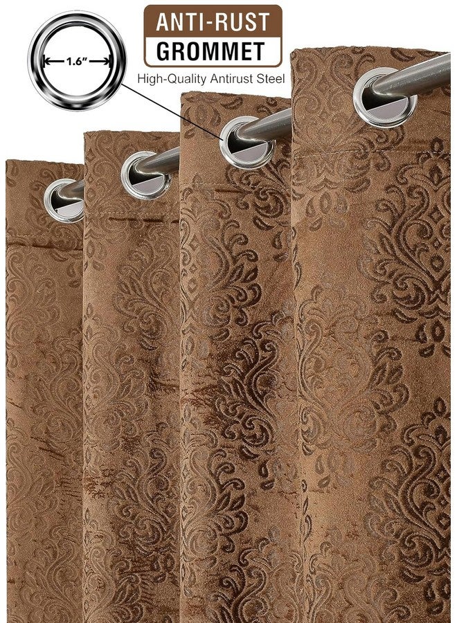 FRESH FROM LOOM Supreme Embossed Velvet Padre| Semi Black Out 80% Room Darkening Curtains for Home 5 Feet Screens | (Coffee | 2pc Double Weaved Parda | Eyelet Ring | Window Curtain) - Image 2